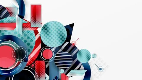 Complex geometric background with circles and triangles Stock Illustration