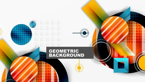 Complex geometric background with circles and triangles Stock Illustration