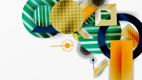 Complex geometric background with circles and triangles Stock Illustration