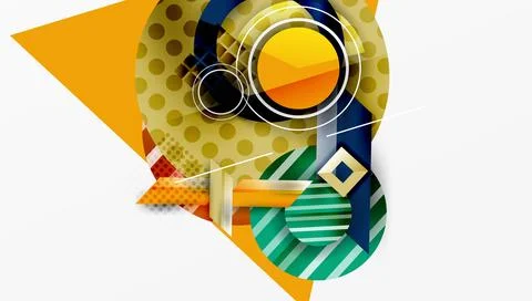 Complex geometric background with circles and triangles Stock Illustration