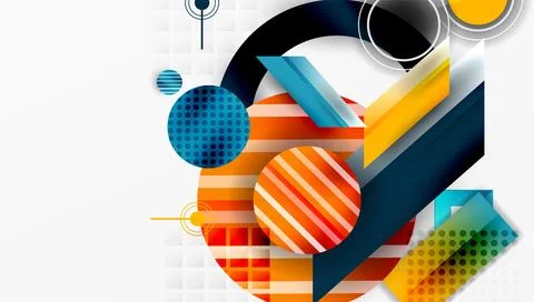 Complex geometric background with circles and triangles Illustrazione stock