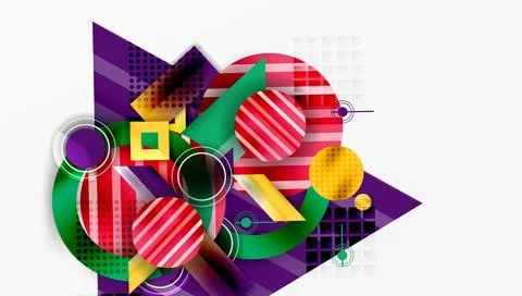 Complex geometric background with circles and triangles Stock Illustration