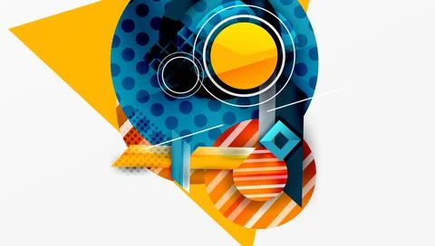 Complex geometric background with circles and triangles Stock Illustration