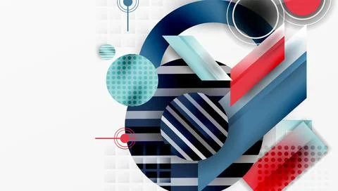 Complex geometric background with circles and triangles Stock Illustration