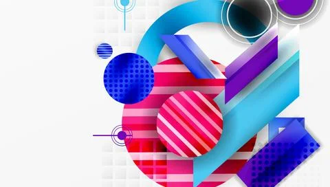 Complex geometric background with circles and triangles Stock Illustration