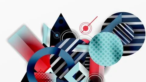Complex geometric background with circles and triangles Stock Illustration