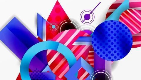 Complex geometric background with circles and triangles Stock Illustration