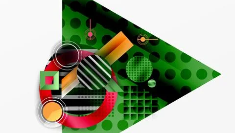 Complex geometric background with circles and triangles 库存插图