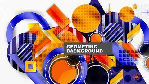 Complex geometric background with circles and triangles Stock Illustration