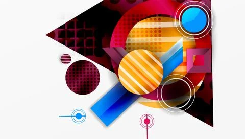 Complex geometric background with circles and triangles 库存插图