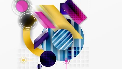 Complex geometric background with circles and triangles Stock Illustration
