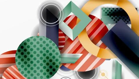 Complex geometric background with circles and triangles Stock Illustration