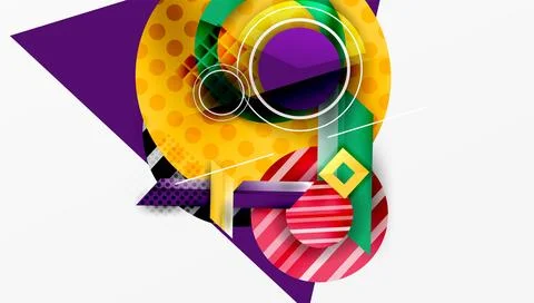Complex geometric background with circles and triangles Stock Illustration