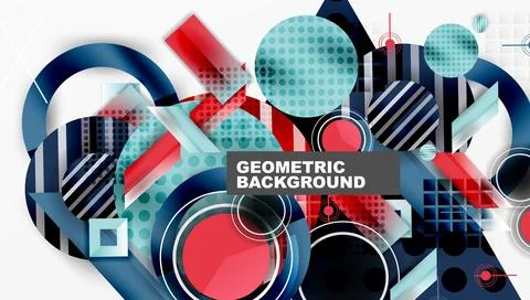 Complex geometric background with circles and triangles 库存插图