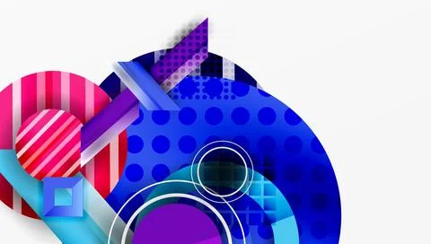 Complex geometric background with circles and triangles Stock Illustration