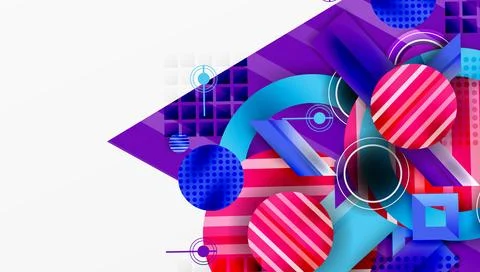 Complex geometric background with circles and triangles Stock Illustration