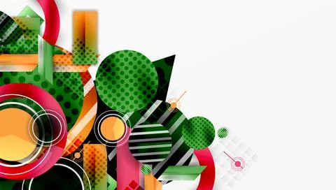 Complex geometric background with circles and triangles Stock Illustration