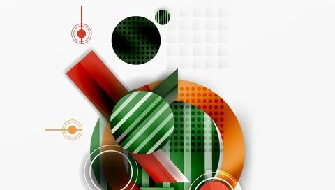 Complex geometric background with circles and triangles Stock Illustration