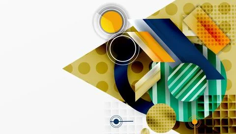 Complex geometric background with circles and triangles Illustrazione stock