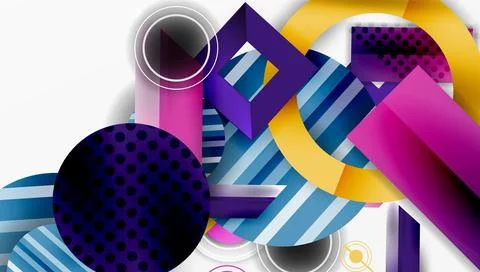 Complex geometric background with circles and triangles Stock Illustration
