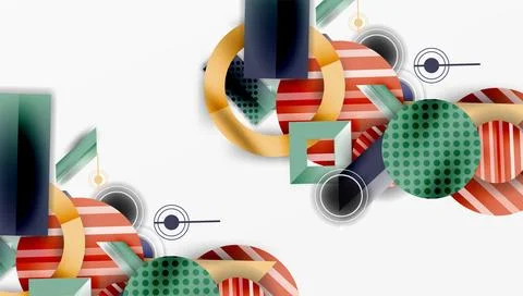 Complex geometric background with circles and triangles Stock Illustration