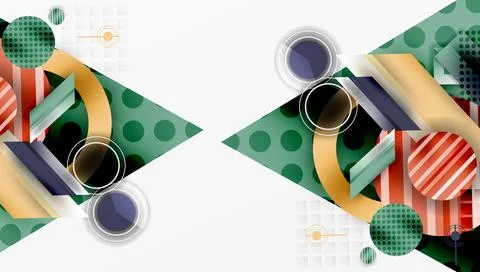 Complex geometric background with circles and triangles Stock Illustration