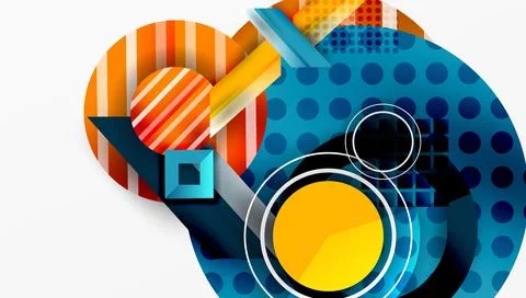 Complex geometric background with circles and triangles 库存插图