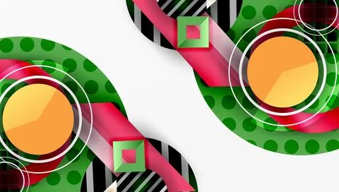 Complex geometric background with circles and triangles Stock Illustration