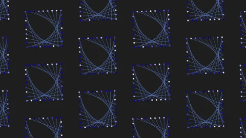 Complex geometric blue line pattern on black background Stock Footage 300740052
