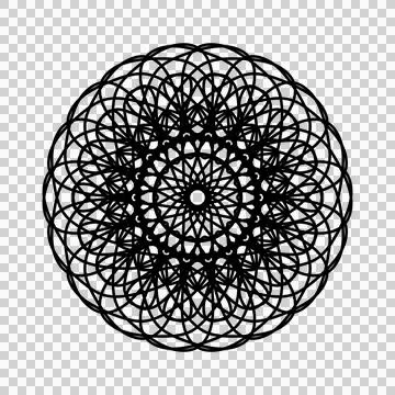 Complex Geometric Circular Mandala Line Art Stock Illustration
