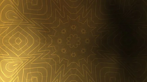 Complex geometric kaleidoscope overlay design in gold gradient background Stock Footage 323152405