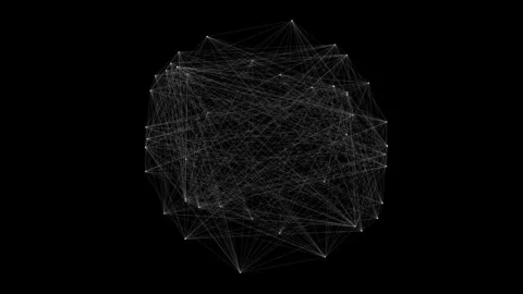 Complex Geometric Network of Interconnected Lines on Black Background Stock Footage 341778615