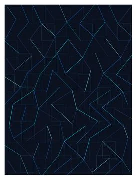 Complex geometric pattern background with vibrant blue and cyan lines. Illustrazione stock