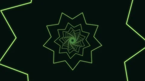Complex geometric pattern with green lines against black background Stock Footage 337072546