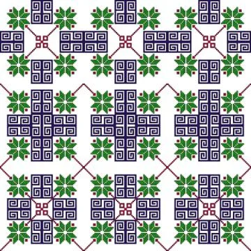 Complex geometric patterns in the style of pixel art. Stock Illustration