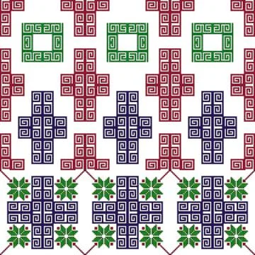 Complex geometric patterns in the style of pixel art. Stock Illustration