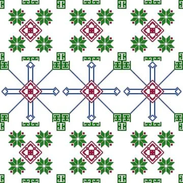 Complex geometric patterns in the style of pixel art. Stock Illustration