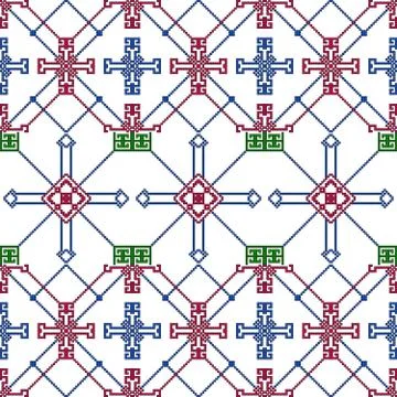 Complex geometric patterns in the style of pixel art. Illustrazione stock