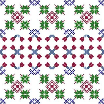 Complex geometric patterns in the style of pixel art. Stock Illustration