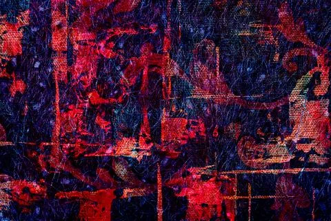 Complex glitch-inspired abstract texture with intense red, blue Stock Photos