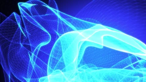 Complex glowing blue wireframe structures Stock Footage 323967097