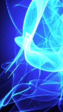 Complex glowing blue wireframe structures forming flowing futuristic digita.. Stock Illustration