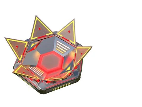 Complex glowing container object from the future. Many parts in complicated 스톡 일러스트