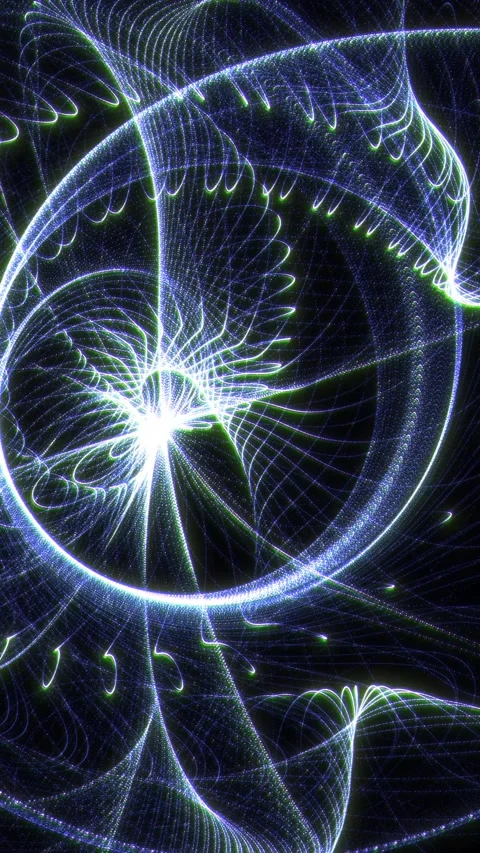 Complex glowing particle loops and atomic orbit lines Stock Footage 345060451