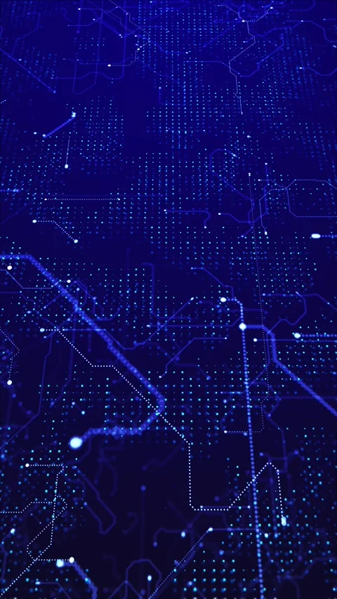 Complex glowing points, pathways, circuits, geographic forms, information across Stock Footage 340553719