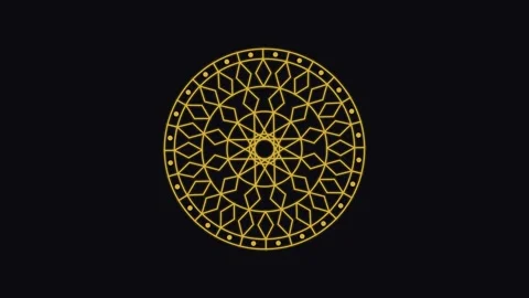 Complex Golden Mandala Spinning in Seamless Loop Vídeo Stock 347690159