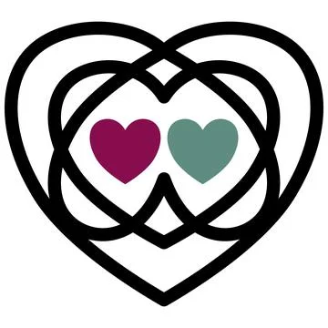 Complex heart connection vector. Concept of deep bonding, relationship, lov.. Stock Illustration