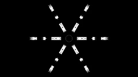 Complex hexagonal grid geometric kaleidoscope for techno music background Stock Footage 339509852
