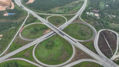 Complex Highway Interchange at Rawang, Malaysia Aerial View 動画素材 329474309