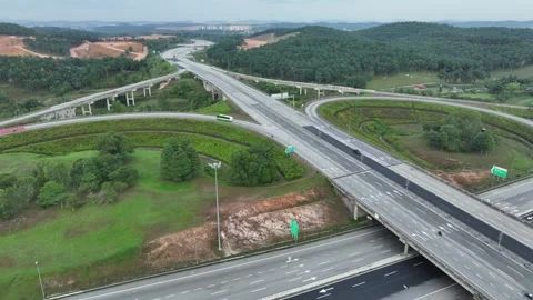 Complex Highway Interchange at Rawang, Malaysia 008 Vídeos de archivo 329474436